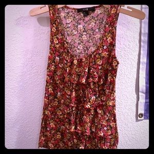 Floral frill front blouse
